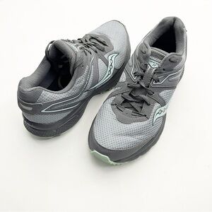 SAUCONY Cohesion II Grey Mint Green Ankle-High Trail Runner Shoes Sneakers 9